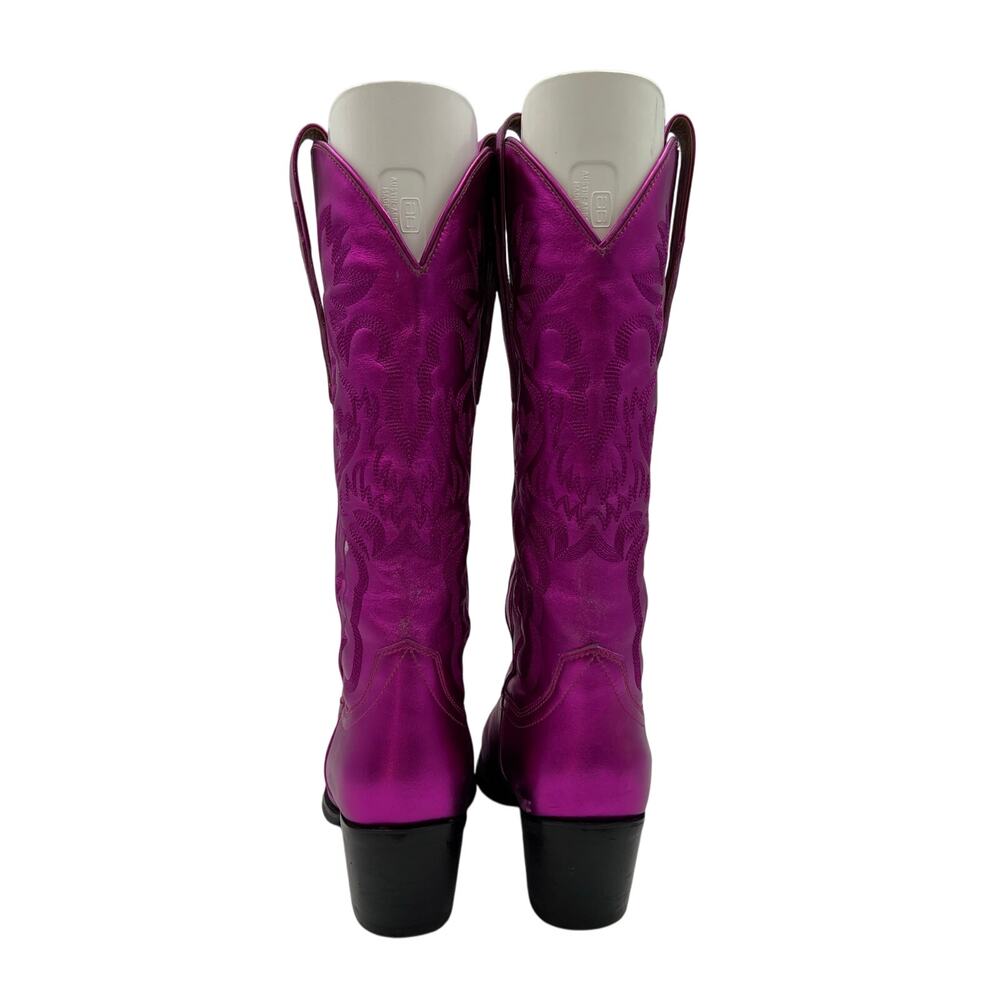 Jeffery Campbell Dagget Western Boot In Fuchsia Metallic Leather - Picture 9 of 14